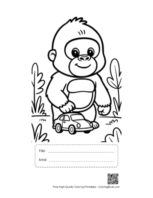 Thumbnail: Free Gorilla for Kids Printable with Title and Artist Box