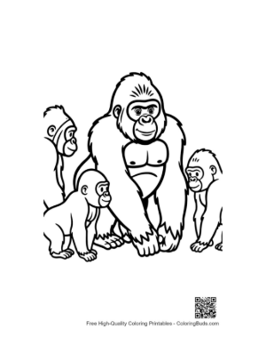 Thumbnail: Gorilla Family Coloring Page