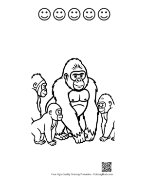 Thumbnail: Gorilla Family Coloring Page Printable and 5 Happy Face Outline