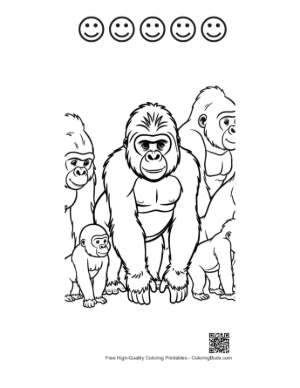 Thumbnail: Gorilla Family Coloring Page Printable and 5 Happy Face Outline