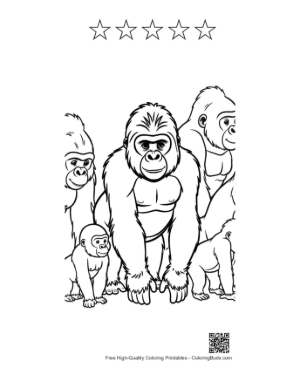 Thumbnail: Gorilla Family Coloring Page Printable and 5 Star Outline