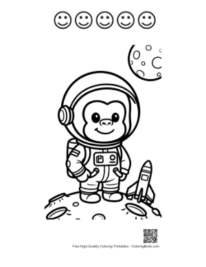 Thumbnail: Happy Baby Gorilla Astronaut Exploring the Galaxy Printable and 5 Happy Face Outline