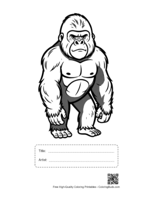 Thumbnail: Muscular Angry Gorilla Standing Fiercely Printable with Title and Artist Box