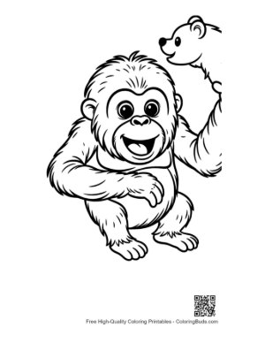 Thumbnail: Cheerful Orangutan Hugging Teddy Bear