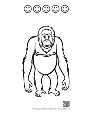 Thumbnail: Cheerful Orangutan Standing Tall Printable and 5 Happy Face Outline