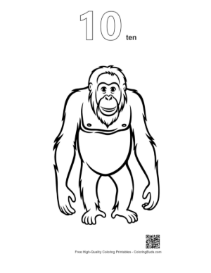 Thumbnail: Cheerful Orangutan Standing Tall Printable Outline Number 10