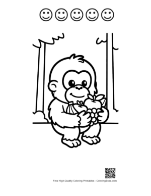 Thumbnail: Cute Orangutan Coloring Page Printable and 5 Happy Face Outline