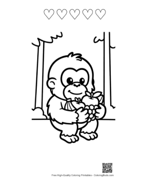 Thumbnail: Cute Orangutan Coloring Page Printable and 5 Heart Outline