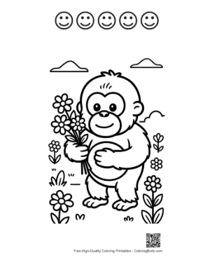Thumbnail: Cute Orangutan to Color Printable and 5 Happy Face Outline