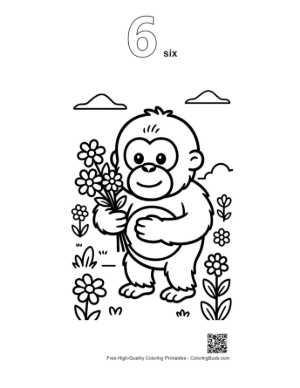 Thumbnail: Cute Orangutan to Color Printable Outline Number 6