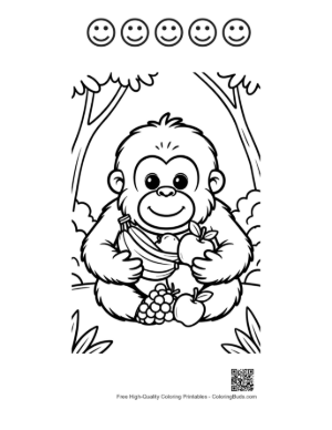 Thumbnail: Download Orangutan to Color Printable and 5 Happy Face Outline