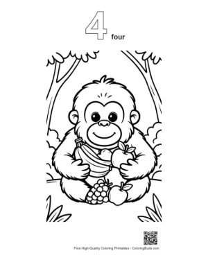 Thumbnail: Download Orangutan to Color Printable Outline Number 4