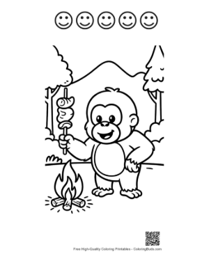 Thumbnail: Easy Orangutan to Color Printable and 5 Happy Face Outline