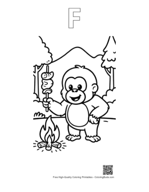 Thumbnail: Easy Orangutan to Color Printable Outline Alphabet F