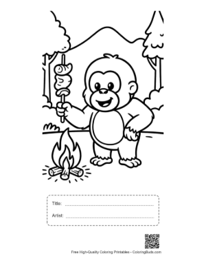 Thumbnail: Easy Orangutan to Color Printable with Title and Artist Box