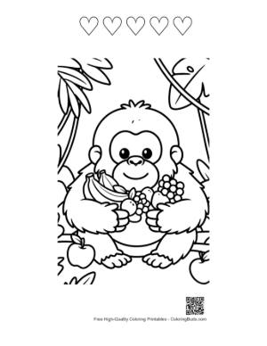 Thumbnail: Orangutan Coloring Page Printable and 5 Heart Outline