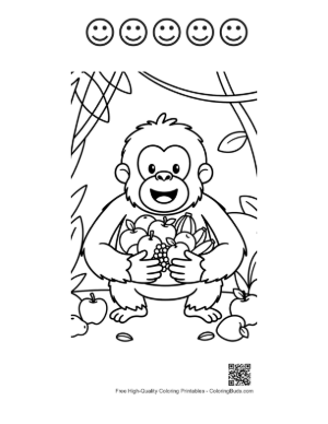 Thumbnail: Orangutan for Kids Printable and 5 Happy Face Outline