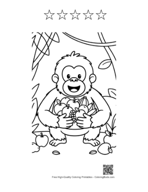 Thumbnail: Orangutan for Kids Printable and 5 Star Outline