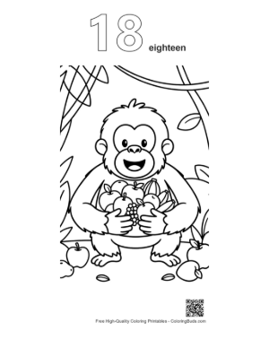 Thumbnail: Orangutan for Kids Printable Outline Number 18