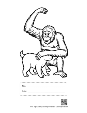 Thumbnail: Orangutan Gently Petting Cute Puppy Printable with Title and Artist Box