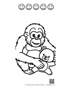 Thumbnail: Orangutan Hugging Teddy Bear Printable and 5 Happy Face Outline