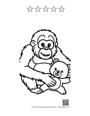 Thumbnail: Orangutan Hugging Teddy Bear Printable and 5 Star Outline