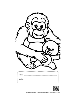 Thumbnail: Orangutan Hugging Teddy Bear Printable with Title and Artist Box
