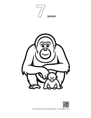 Thumbnail: Orangutan Mother and Baby Sitting Together Printable Outline Number 7