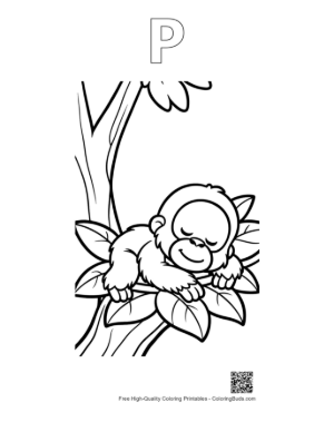 Thumbnail: Orangutan Printable Outline Alphabet P
