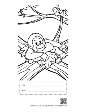 Thumbnail: Tired Forest Ape Resting Its Head on a Cozy Leaf Cushion Printable with Title and Artist Box