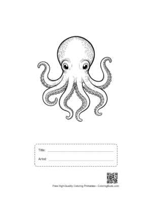 Thumbnail: Cute Big-Eyed Octopus Illustration Printable with Title and Artist Box