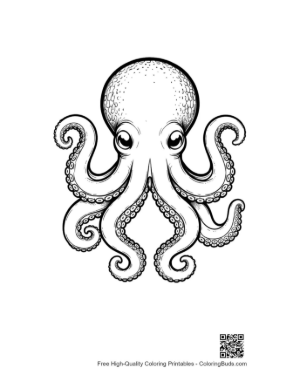 Thumbnail: Cute Big-Eyed Octopus Line Art