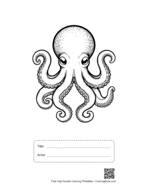 Thumbnail: Cute Big-Eyed Octopus Line Art Printable with Title and Artist Box