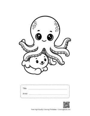 Thumbnail: Cute Octopus Hugging Adorable Puppy Printable with Title and Artist Box