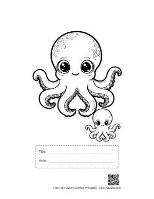 Thumbnail: Cute Octopus Mom and Baby Hug Printable with Title and Artist Box