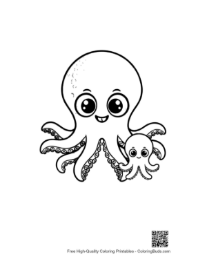 Thumbnail: Cute Octopus Mom Hugging Baby Octopus