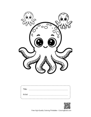 Thumbnail: Cute Octopus Mom with Smiling Babies Printable with Title and Artist Box