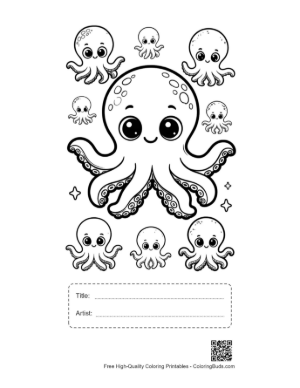 Thumbnail: Cute Octopus with Baby Pals Printable with Title and Artist Box