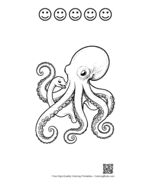 Thumbnail: Giant Octopus Embracing Baby Snake Printable and 5 Happy Face Outline