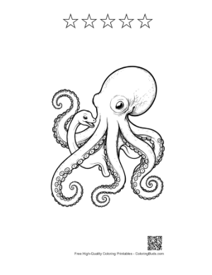 Thumbnail: Giant Octopus Embracing Baby Snake Printable and 5 Star Outline