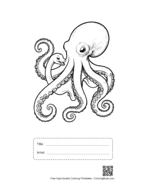Thumbnail: Giant Octopus Embracing Baby Snake Printable with Title and Artist Box