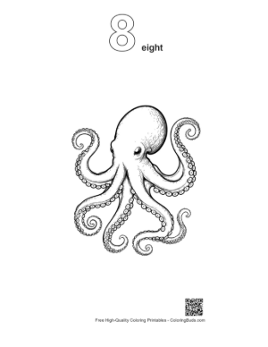 Thumbnail: Giant Octopus Ink Drawing Printable Outline Number 8