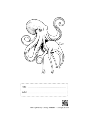 Thumbnail: Giant Octopus Riding Surreal Deer Hybrid Printable with Title and Artist Box