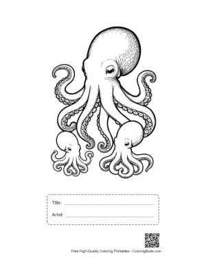 Thumbnail: Giant Octopus with Baby Octopuses Printable with Title and Artist Box
