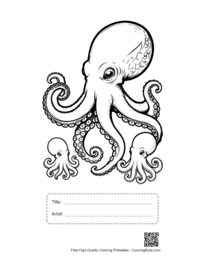 Thumbnail: Giant Octopus with Baby Octopuses Printable with Title and Artist Box