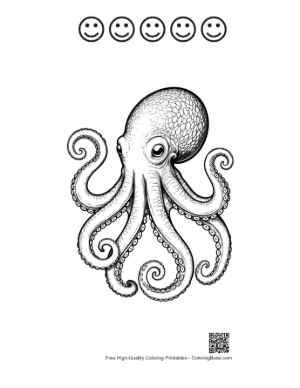 Thumbnail: Gigantic Octopus Illustration Printable and 5 Happy Face Outline