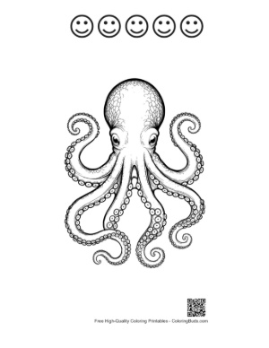 Thumbnail: Gigantic Octopus Ink Drawing Printable and 5 Happy Face Outline
