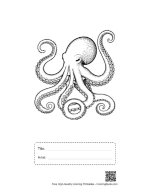 Thumbnail: Gigantic Octopus Line Art Printable with Title and Artist Box