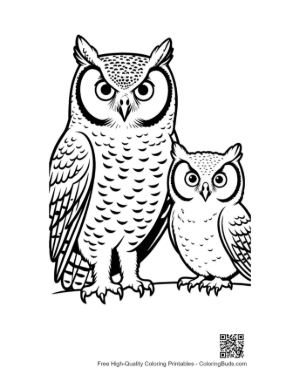 Thumbnail: Great Horned Owl and Owlet Gazing Together