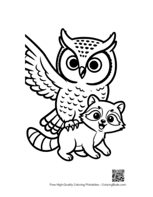 Thumbnail: Great Horned Owl with Playful Baby Raccoon